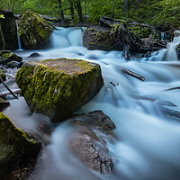 Buy canvas prints of Long exposure image of a wild forest river. by Andrea Obzerova