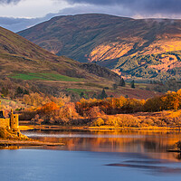 Buy canvas prints of The ruin of Kilchurn Castle, Highland mountains and Loch Awe. by Andrea Obzerova