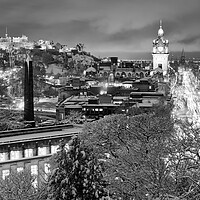 Buy canvas prints of Edinburgh black and white cityscape by Andrea Obzerova