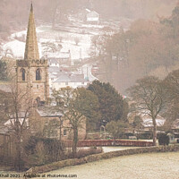 Buy canvas prints of St Michael and All Angels Church with a snowy backdrop by Sue Lenthall