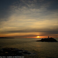 Buy canvas prints of Sunset over Godrevy looking towards St Ives by Ed Whiting