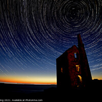 Buy canvas prints of Srar Trails over Wheal Owles, Cornwall by Ed Whiting