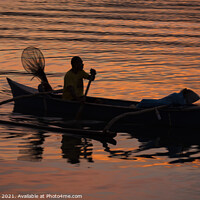 Buy canvas prints of Bunka in sunset. Small hand built boat in Philippines. by Ed Whiting