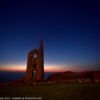 Buy canvas prints of Cornish tin mine with the night sky by Ed Whiting