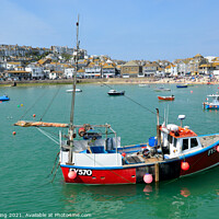 Buy canvas prints of Little red boat, St Ives. by Ed Whiting