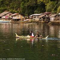 Buy canvas prints of Small Philippine fishing villagers shopping trip by Ed Whiting