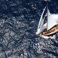 Buy canvas prints of Classic Yacht from above. by Ed Whiting