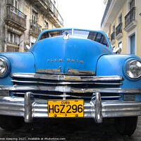 Buy canvas prints of PLYMOUTH CAR IN HAVANA by Simon Keeping