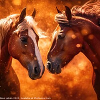 Buy canvas prints of Couple of brown horses by Massimiliano Leban