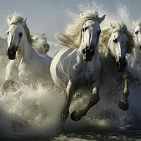 Buy canvas prints of White horses riding by Massimiliano Leban