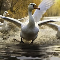 Buy canvas prints of Take Off Of The Swans by Massimiliano Leban