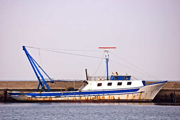 Moored fishing boat Picture Board by Massimiliano Leban