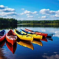 Buy canvas prints of Colored Kayaks by Massimiliano Leban