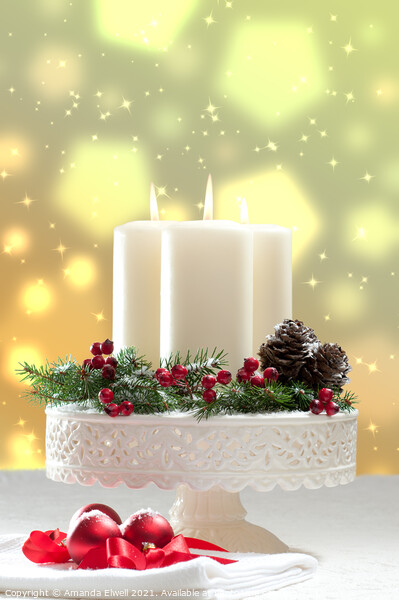 Christmas Candle Decoration Picture Board by Amanda Elwell
