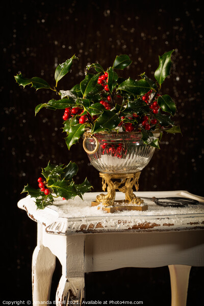 Christmas Holly Picture Board by Amanda Elwell