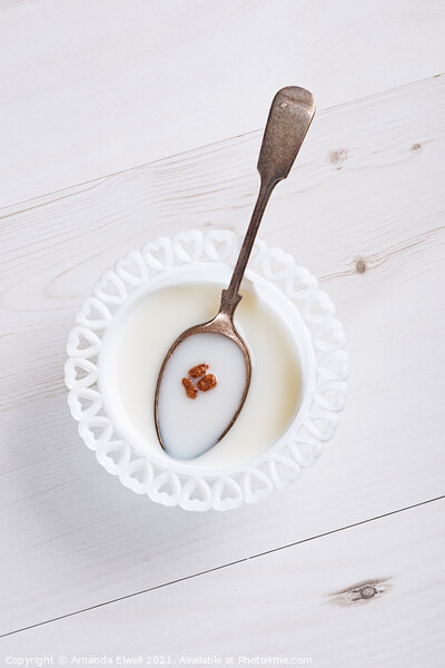 Cereal Bowl With Spoon Picture Board by Amanda Elwell