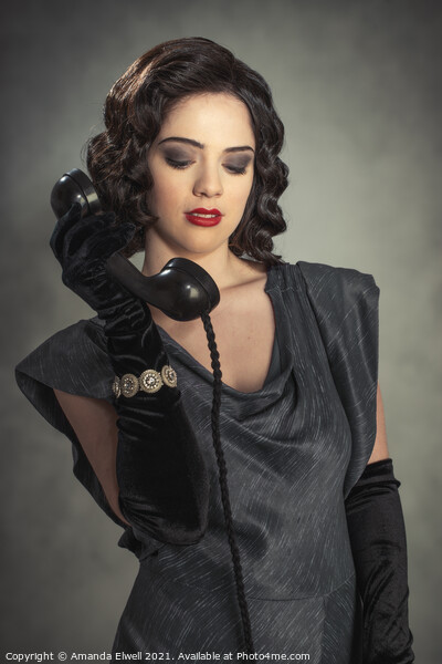 Glamorous Woman On Phone Picture Board by Amanda Elwell