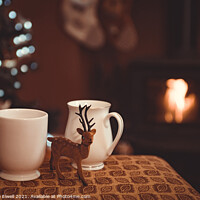 Buy canvas prints of Christmas Drinks By Log Fire by Amanda Elwell