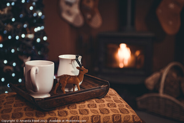 Christmas Drinks By Log Fire Picture Board by Amanda Elwell