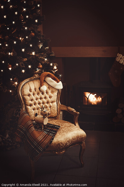 Festive Christmas By Roaring Fire Picture Board by Amanda Elwell