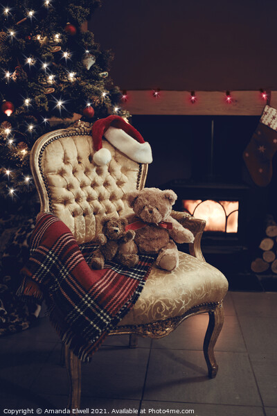 Teddies At Christmas Picture Board by Amanda Elwell