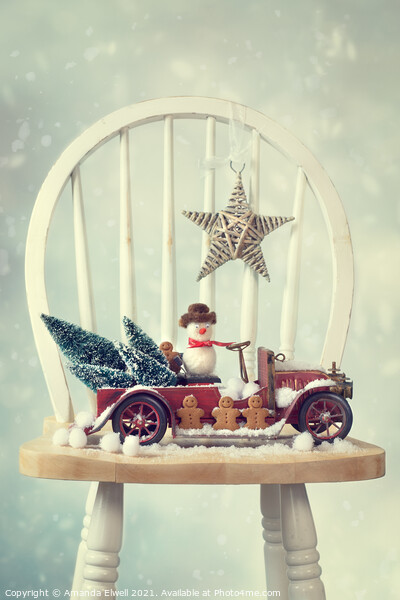 Vintage Christmas Truck Picture Board by Amanda Elwell