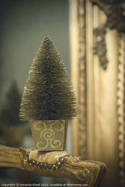 Little Gold Christmas Tree Picture Board by Amanda Elwell