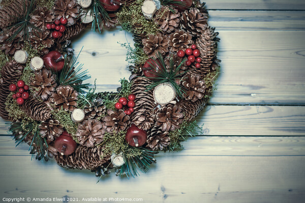 Pine Cone Christmas Wreath Picture Board by Amanda Elwell
