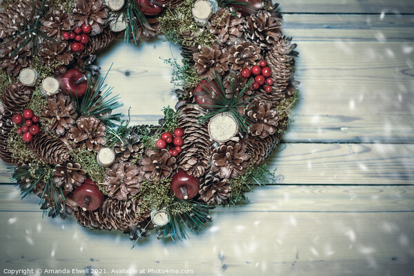 Winter Rustic Wreath Picture Board by Amanda Elwell