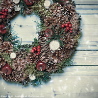 Buy canvas prints of Winter Rustic Wreath by Amanda Elwell