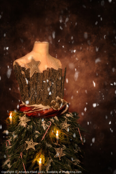 Christmas Mannequin With Snow Picture Board by Amanda Elwell