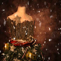 Buy canvas prints of Christmas Mannequin With Snow by Amanda Elwell