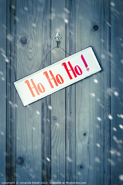 Christmas Sign With Falling Snow Picture Board by Amanda Elwell
