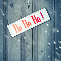Buy canvas prints of Christmas Sign With Falling Snow by Amanda Elwell