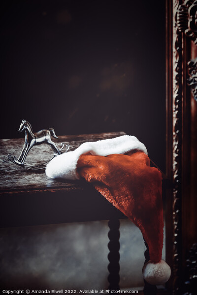 Seasonal Scene With Santa Hat Picture Board by Amanda Elwell