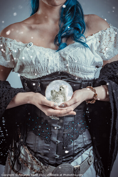 Woman Holding Snowglobe Picture Board by Amanda Elwell