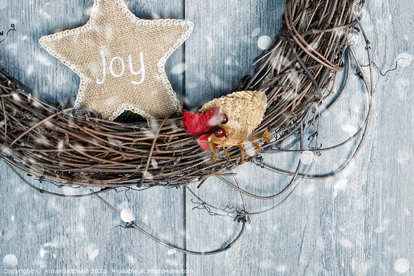 Christmas Wreath Holiday Joy Picture Board by Amanda Elwell