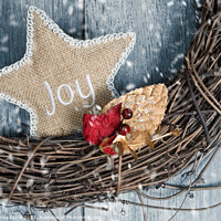 Buy canvas prints of Joy Holiday Wreath  by Amanda Elwell