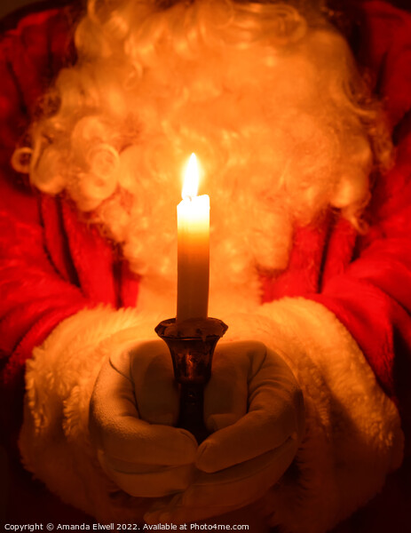 Santa Holding Candle Picture Board by Amanda Elwell