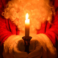 Buy canvas prints of Santa Holding Candle by Amanda Elwell