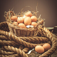 Buy canvas prints of Close Up Of Fresh Eggs by Amanda Elwell