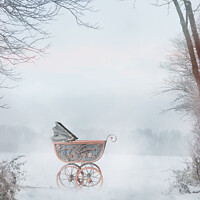 Buy canvas prints of Victorian Pram In The Snow by Amanda Elwell