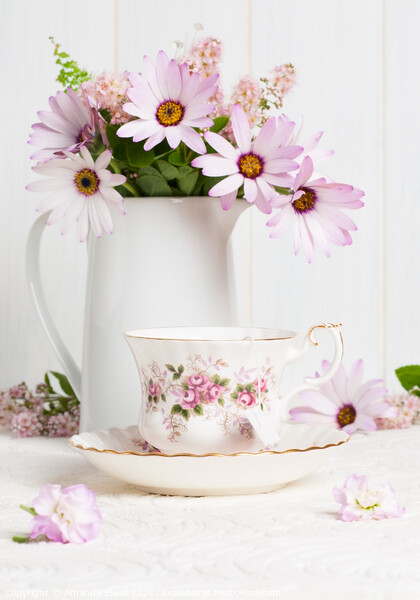 Teacup & Flowers Picture Board by Amanda Elwell