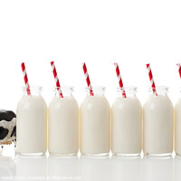Buy canvas prints of Row of Retro Milk Bottles by Amanda Elwell