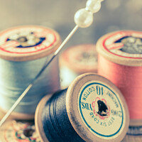 Buy canvas prints of Vintage Sewing Threads by Amanda Elwell