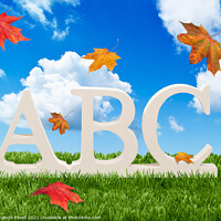 Buy canvas prints of ABC Letters With Autumn Leaves by Amanda Elwell