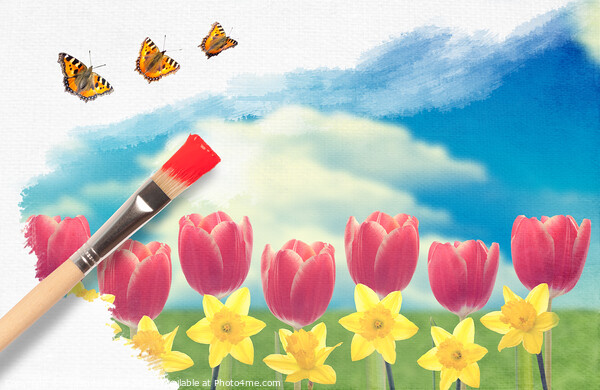 Painting Tulips Picture Board by Amanda Elwell