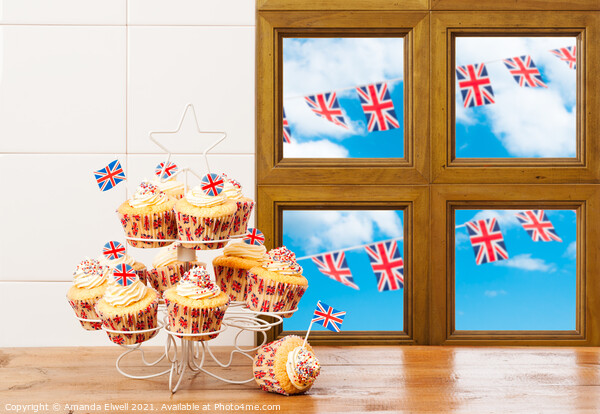 Cupcakes With Bunting Picture Board by Amanda Elwell