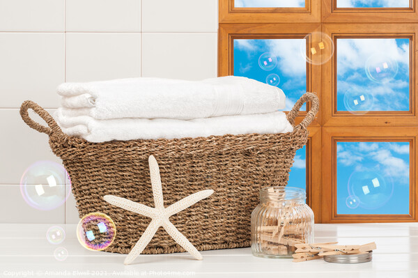 Basket Of Towels Picture Board by Amanda Elwell