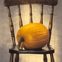 Buy canvas prints of Pumpkin On Chair by Amanda Elwell